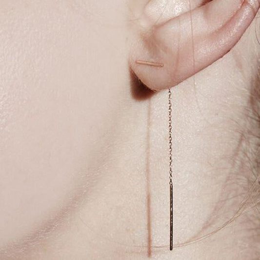 Copper Strip Tassel Earrings