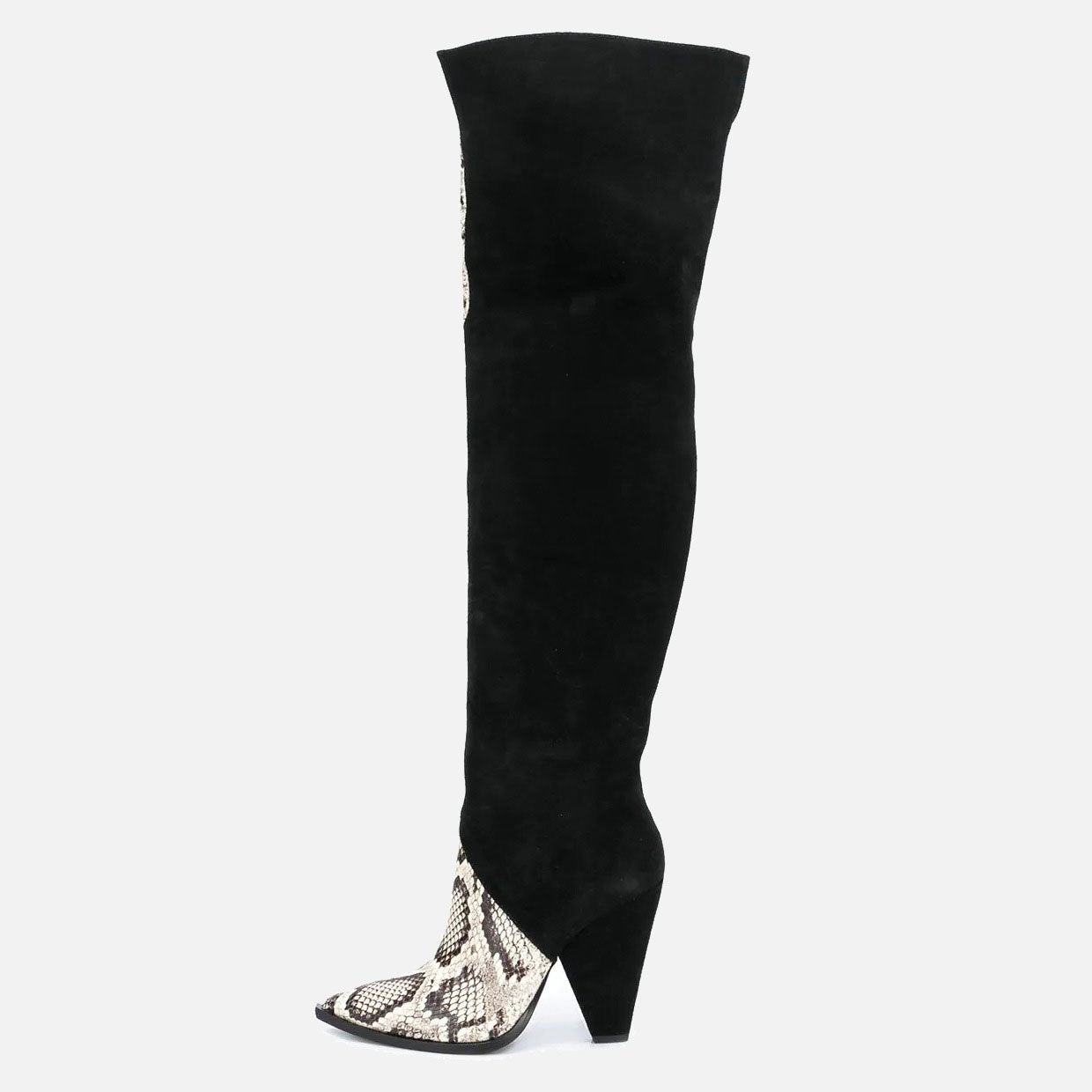 Fashion Suede Point Toe Colorblock Over Knee Boots