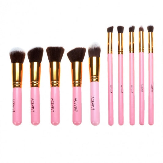 Professional 10pcs Soft Cosmetic Tool Makeup Brush Kit Cosmetics Foundation Brush With Pouch