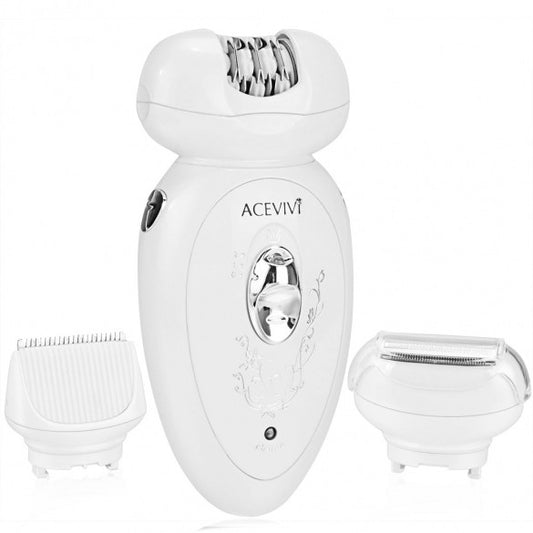 3 In 1 Set Rechargeable LED Indicator Light Lady Epilator Shaver Clipper Head With Brush White