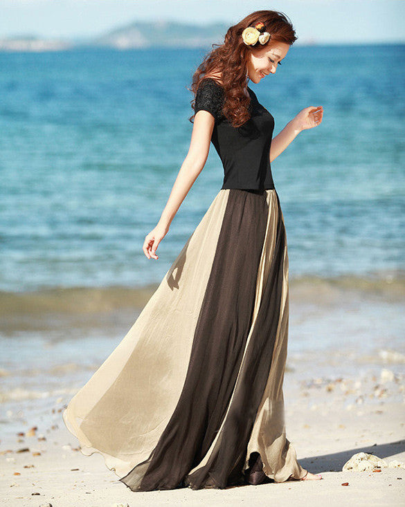 Bohemia Style Multi-way Strapless Chiffon Long Pleated Beach Skirt - MeetYoursFashion - 7