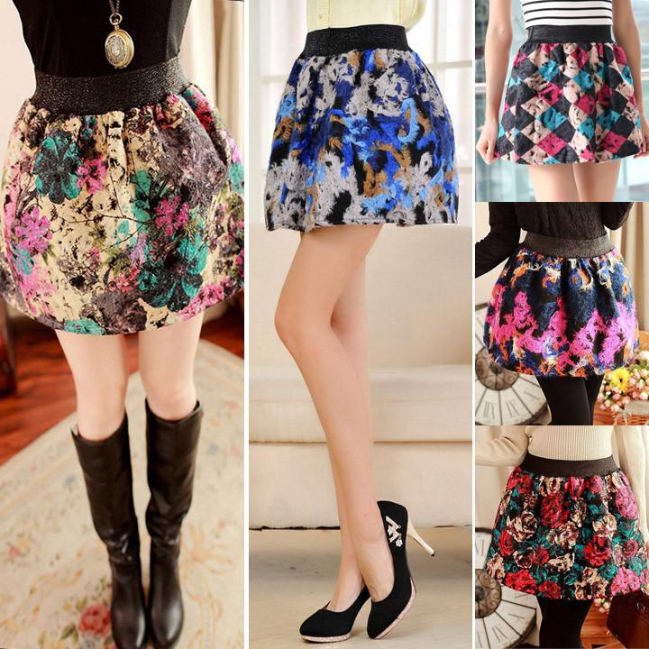 Winter Vintage Ball Gown Floral Short Wool Blend Skirt - MeetYoursFashion - 9