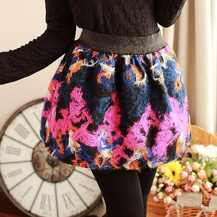 Winter Vintage Ball Gown Floral Short Wool Blend Skirt - MeetYoursFashion - 6