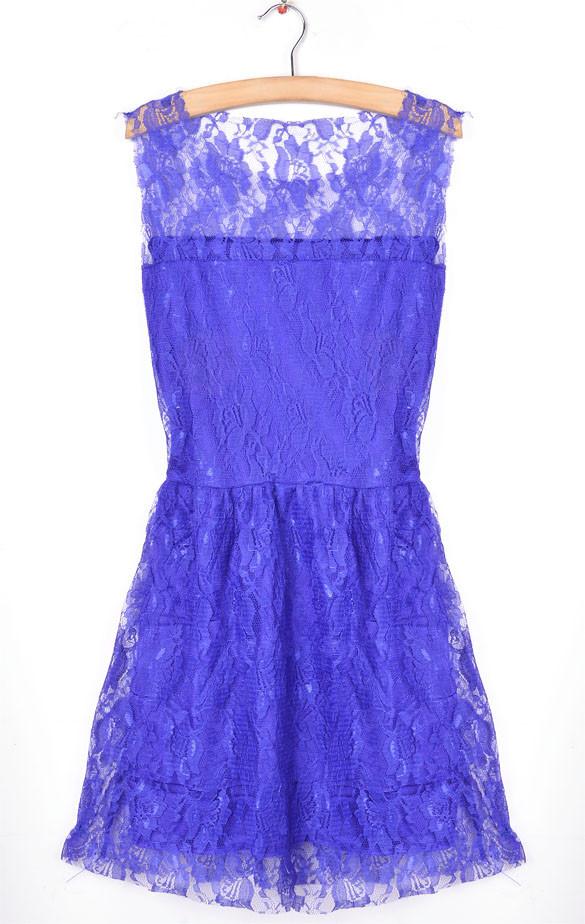 Slim Purple Lace Short Tank Dress - MeetYoursFashion - 3