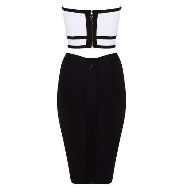 Two Pieces Bustier Crop Top Pencil Skirt Dress Set - Meet Yours Fashion - 8