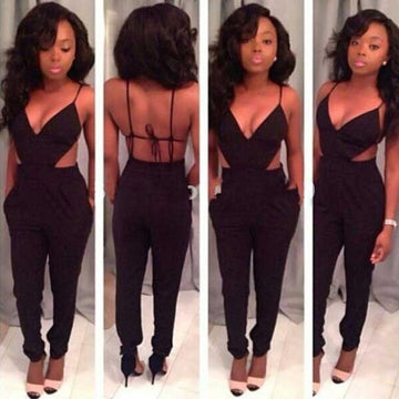 Ladies Sleeveless Sexy V-Neck Backless Jumpsuits - MeetYoursFashion - 1