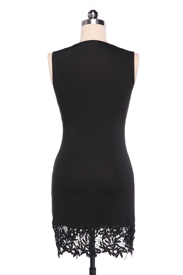 Sleeveless Bodycon Short Lace Little Black Dress - MeetYoursFashion - 5