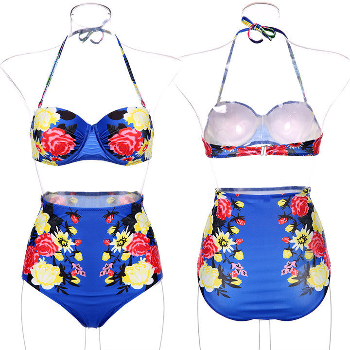 Floral Printing Bra Underwear Bikini Set Swimwear - MeetYoursFashion - 5