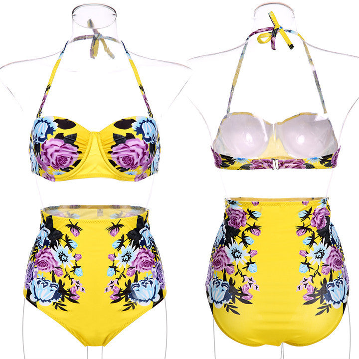 Floral Printing Bra Underwear Bikini Set Swimwear - MeetYoursFashion - 4