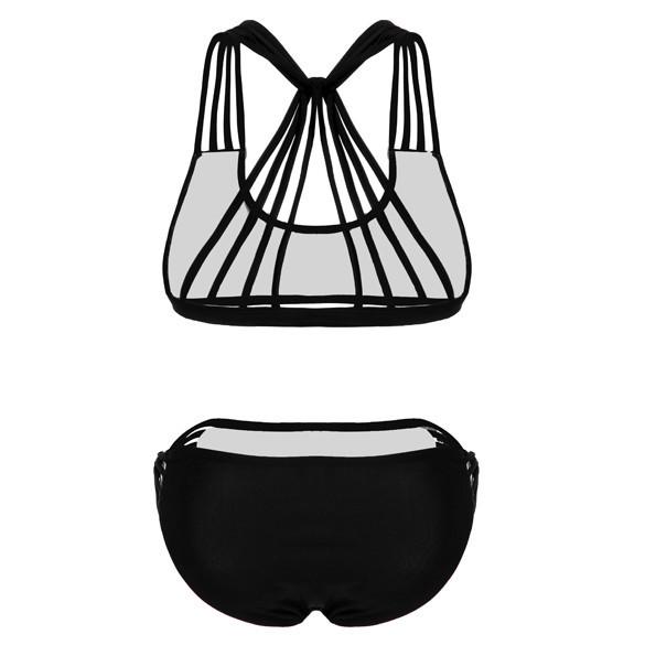 Padded Halter Bandeau Bra Low Waist Bikini Set - Meet Yours Fashion - 5