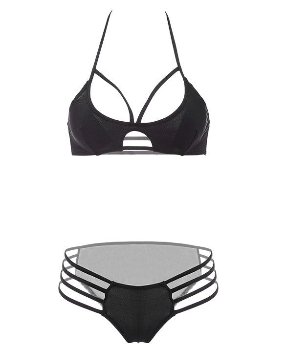 Halter O-Neck Stretch 2 Pieces Swimwear Bikini Set - MeetYoursFashion - 1