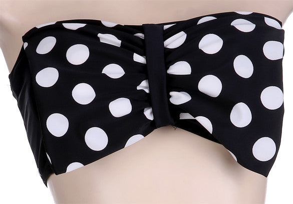 Round Dot Strapless High Waist Swimwear Bikini Set - MeetYoursFashion - 3