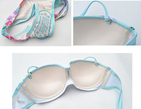 Halter Adjustable Strap Floral Push-up Bikini Set Beach Swimwear - MeetYoursFashion - 4