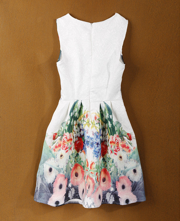 Sleeveless Print Slim Party Mini A-line Sundress Dress - Meet Yours Fashion - 3