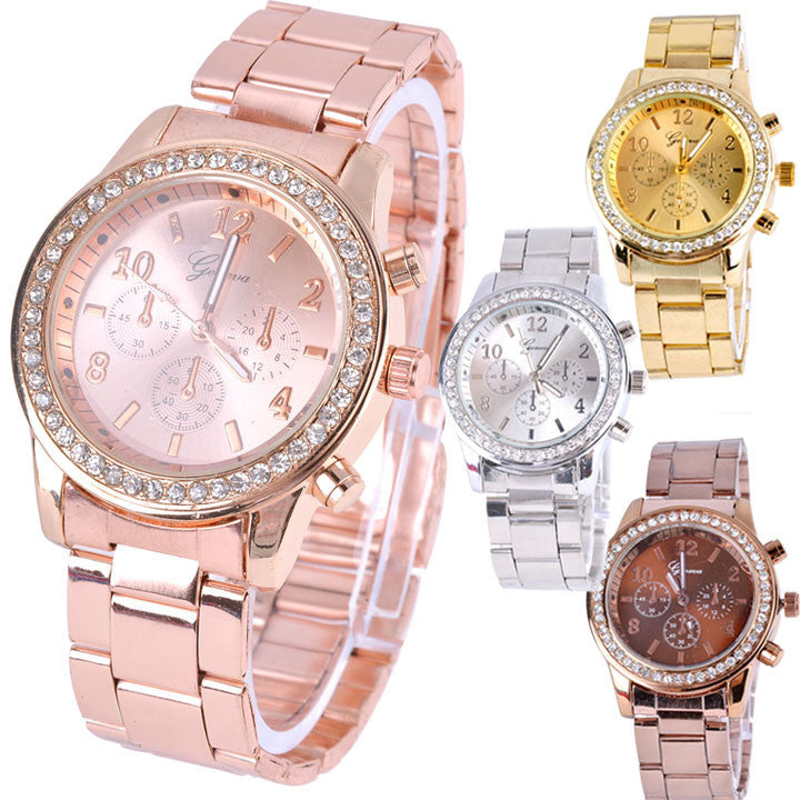 Women Ladies Chronograph Wristwatch Stainless Steel Analog Quartz Wrist Watch 4 Colors - Meet Yours Fashion - 5