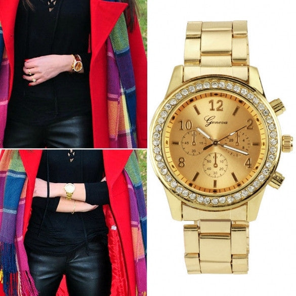 Women Ladies Chronograph Wristwatch Stainless Steel Analog Quartz Wrist Watch 4 Colors - Meet Yours Fashion - 1