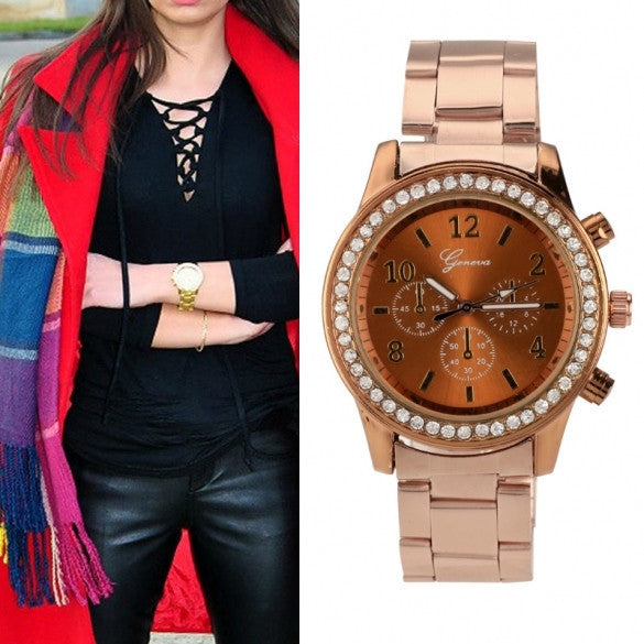 Women Ladies Chronograph Wristwatch Stainless Steel Analog Quartz Wrist Watch 4 Colors - Meet Yours Fashion - 2