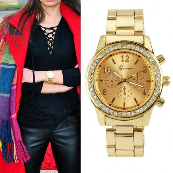Women Ladies Chronograph Wristwatch Stainless Steel Analog Quartz Wrist Watch 4 Colors - Meet Yours Fashion - 4
