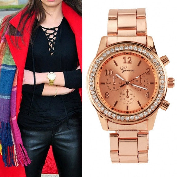 Women Ladies Chronograph Wristwatch Stainless Steel Analog Quartz Wrist Watch 4 Colors - Meet Yours Fashion - 6