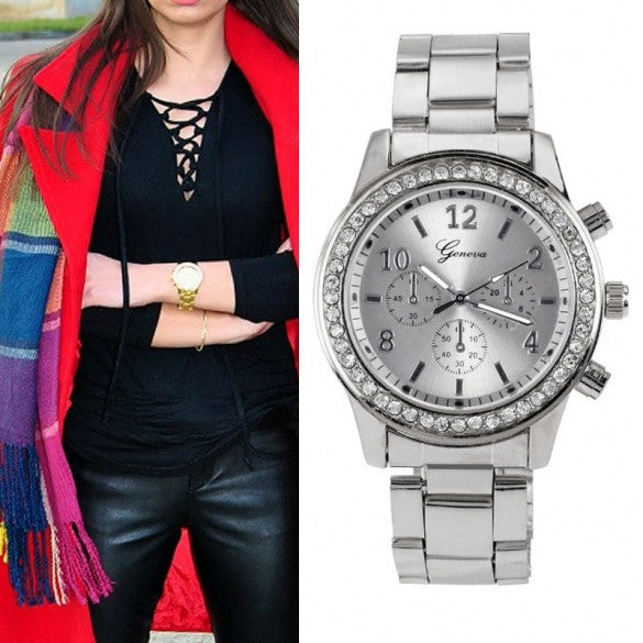 Women Ladies Chronograph Wristwatch Stainless Steel Analog Quartz Wrist Watch 4 Colors - Meet Yours Fashion - 7