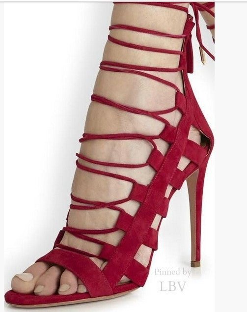 Lace Up Cut Out High Heel Sandals - MeetYoursFashion - 4