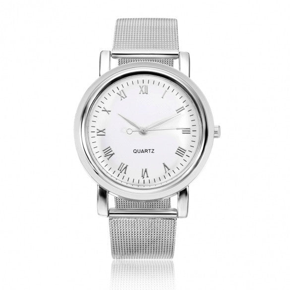 Fashion Classic Women Watch Round Dial Quartz Wristwatch Stainless Steel Mesh Band - Meet Yours Fashion - 4