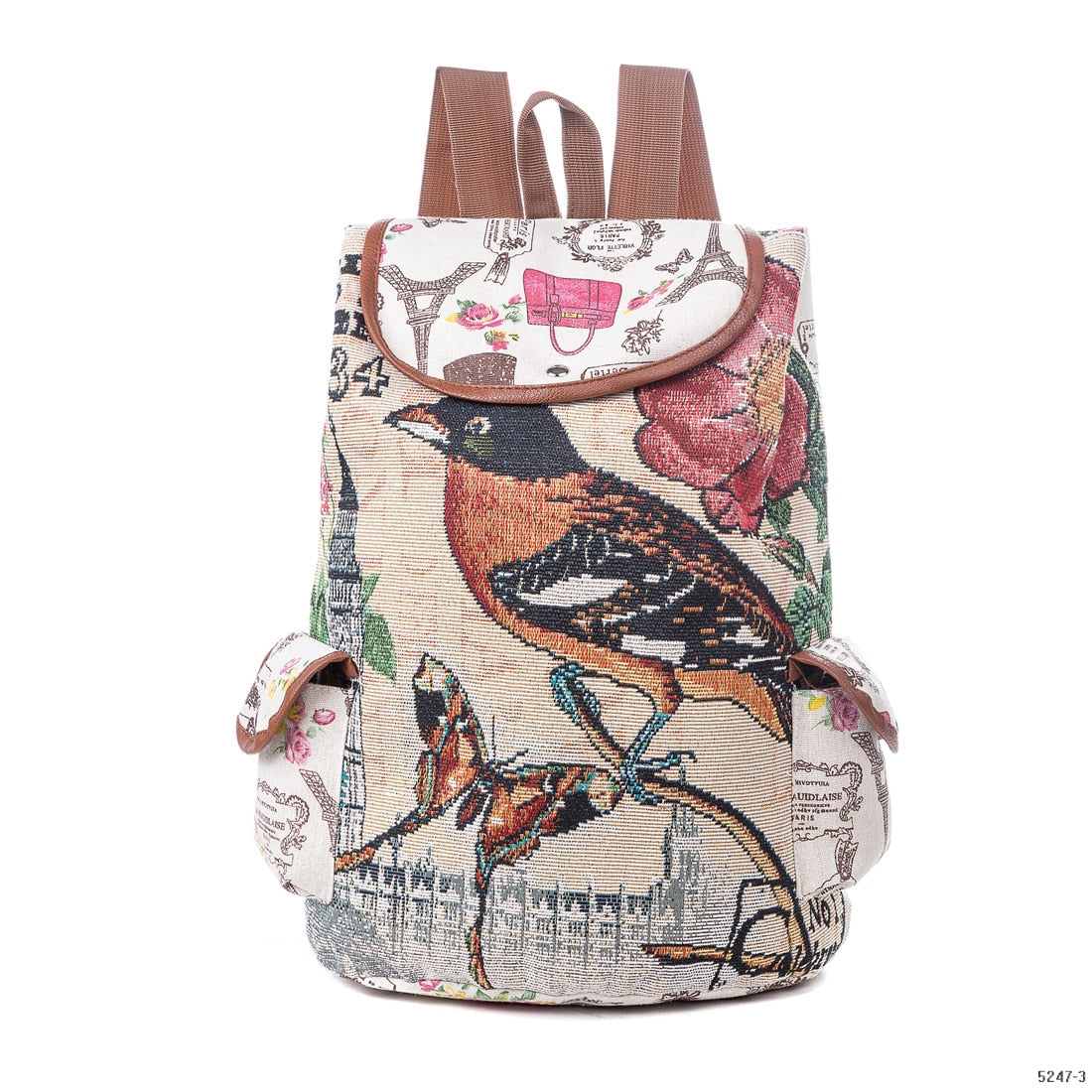 Cute Cat Backpack Women Canvas Backpack Drawstring Printing Backpacks For Teenage Girls Large Capacity School Bag