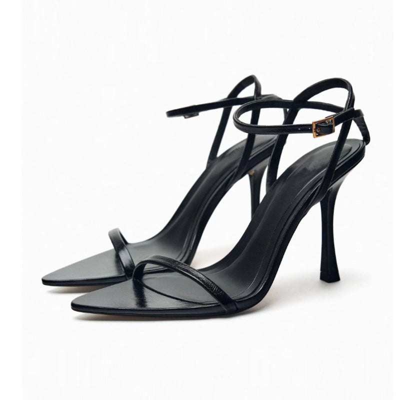 Summer Black Fairy Style Stiletto Sandals