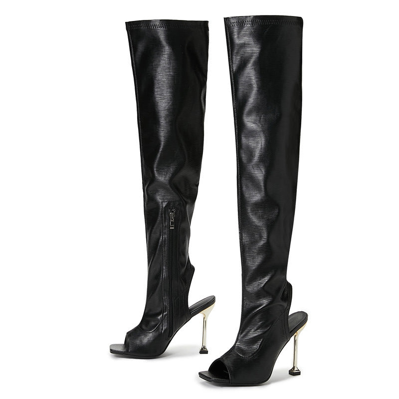 Sensual and Fashionable Open Toe Over the Knee Boots