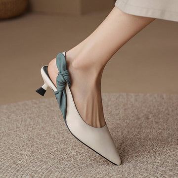 French Style Vintage White Low Heeled Professional Shoes