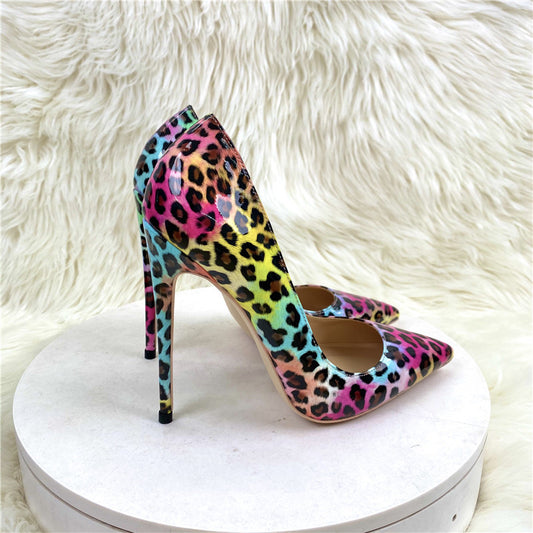 Colorful Leopard Print Fashionistas Pointed-toe Stiletto Heels Shoes