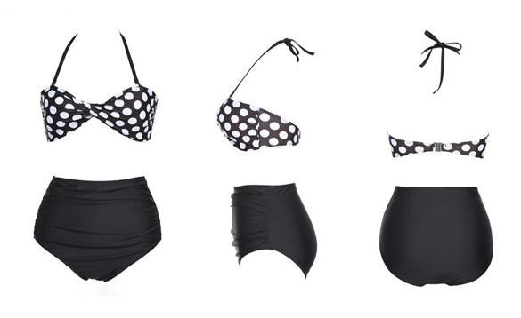 Plus Size Striped High Waist Bikini Set Swimwear - Meet Yours Fashion - 2