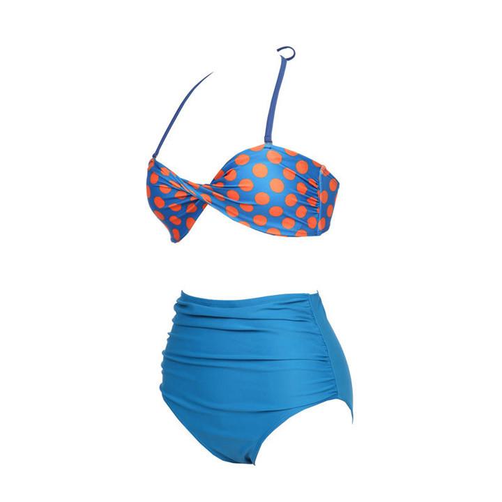 Plus Size Striped High Waist Bikini Set Swimwear - Meet Yours Fashion - 1
