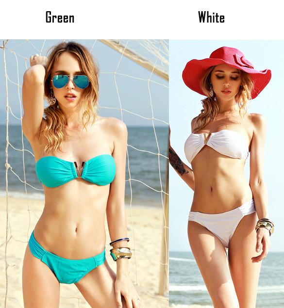 V Gold Metal Padding Bra Woman Brazil Bikini Swimwear - Meet Yours Fashion - 5