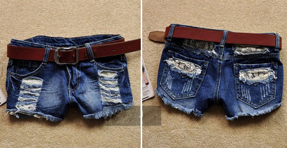 Retro Low Waist Tassel Hole Lace Jeans Denim Shorts - MeetYoursFashion - 4