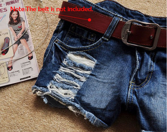 Retro Low Waist Tassel Hole Lace Jeans Denim Shorts - MeetYoursFashion - 5