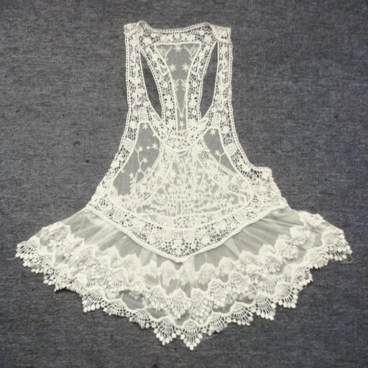 Lace Crochet Hollow Swimwear Bikini Beach Cover Up Dress - MeetYoursFashion - 5