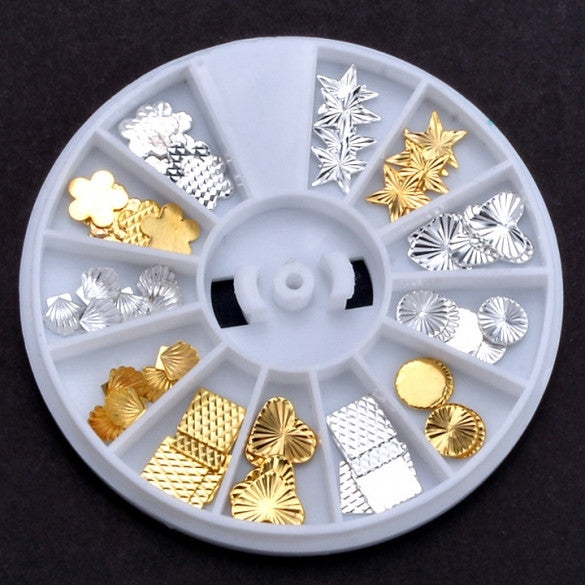 New Professional Colorful Rhinestone Alloy 3D Nail Art Decorations + Wheel Box
