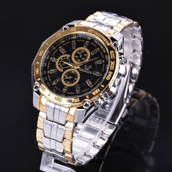 Fashion Stainless Steel Luxury Sport Analog Quartz Clock Men's Wrist Watch - Meet Yours Fashion - 2