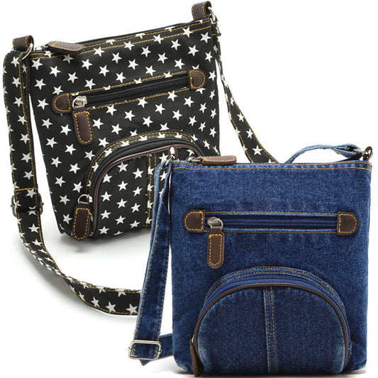 Unisex Women Blue Denim Shoulder Bag Jean Purse Vintage Cross Bag Handbag - Meet Yours Fashion - 1