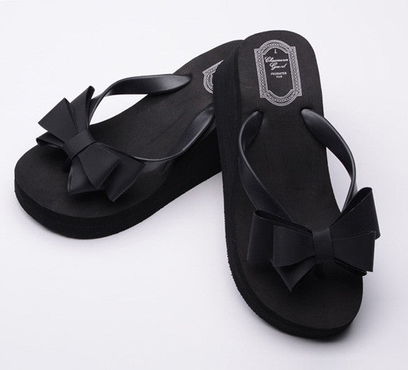 Ladies Summer Platform Flip Flops Thong Wedge Beach Sandals Knotbow Shoes - MeetYoursFashion - 6