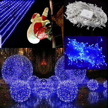 30M 300 LED Blue Lights Decorative Christmas Party Festival Twinkle String Lamp Bulb With Tail Plug 110V US