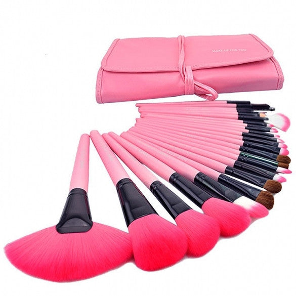 New 24pcs Professional Wool Cosmetic Makeup Brush Set Kit Brushes&tools Make Up Case