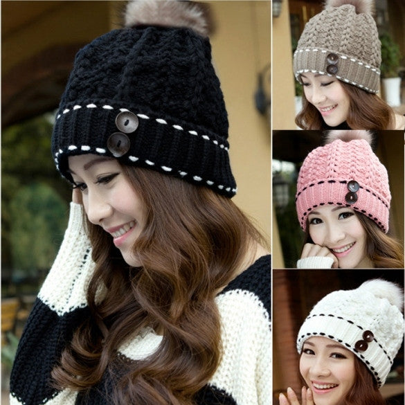 Women's Winter Warm Hats Braided Crochet Hats Ski Beanie Caps Earmuff Knitting Cap