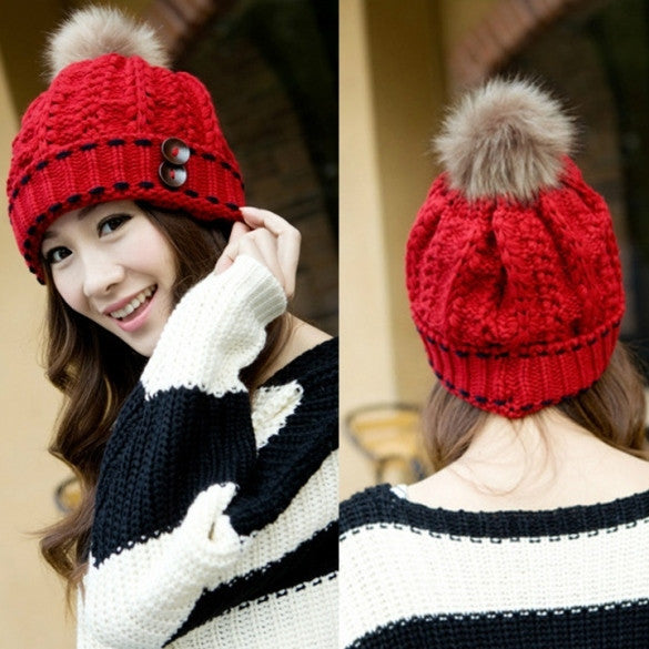 Women's Winter Warm Hats Braided Crochet Hats Ski Beanie Caps Earmuff Knitting Cap