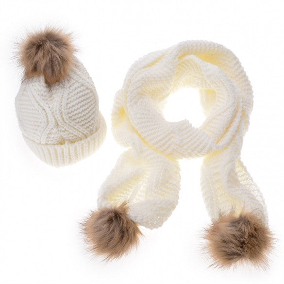 Stylish New Women's Knit Winter Warm Ski Slouch Hat Cap + Scarf Set