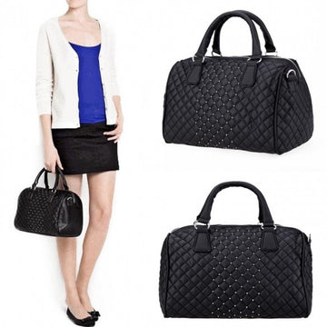New Women's Black Geometric Handbag Tote Shoulder Cross Bag
