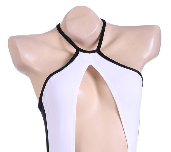 Strap Hollow Splicing Color Swimsuit One Piece Swimwear - MeetYoursFashion - 3