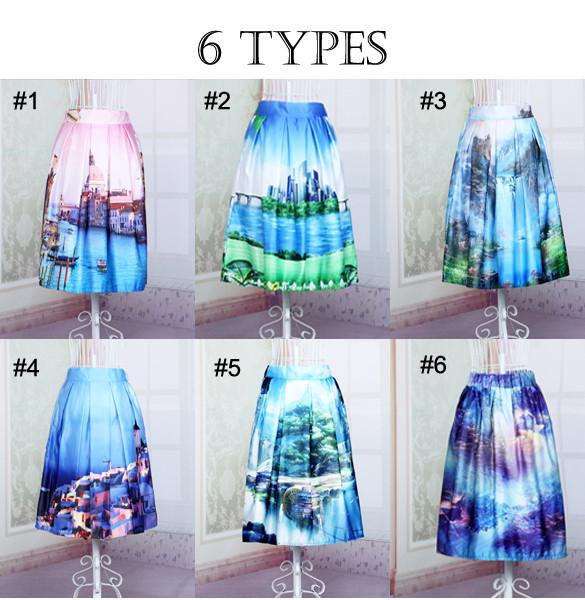 Women's Print Pleated Loose Knee Length Skirt - MeetYoursFashion - 5