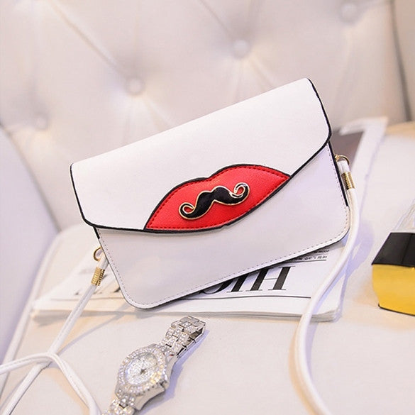 New Fashion Women Synthetic Leather Mustache Decorated Shoulder Bag Clutch Bag